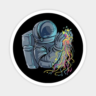 Astronaut with colorful Jellyfish Magnet